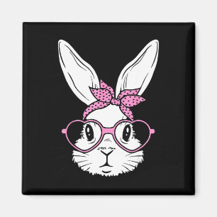 Cute bunny rabbit face with bandana heart glassesC Magnet