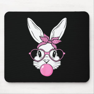 Cute bunny rabbit face with bandana heart glassesC Mouse Pad