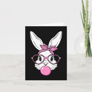 Cute bunny rabbit face with bandanna heart glasses card