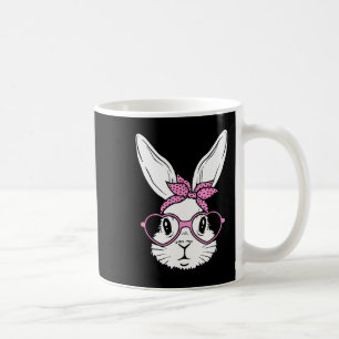 Cute bunny rabbit face with bandanna heart glasses coffee mug