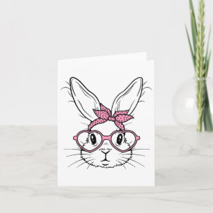 Cute Bunny Rabbit Face With Bandanna Heart Gles Ea Card