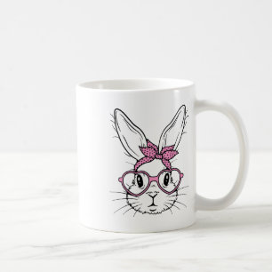 Cute Bunny Rabbit Face With Byndana Heart Gles Eas Coffee Mug