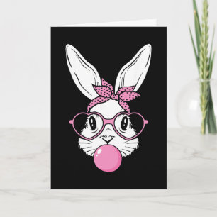 Cute Bunny Rabbit Face With Ndana Heart Gles Easte Card