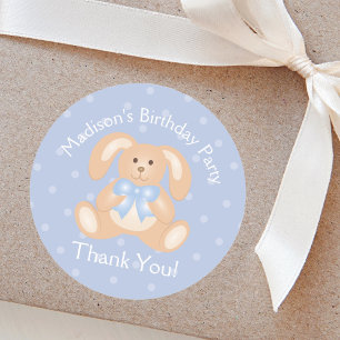 Cute Bunny Rabbit First Birthday Party Thank You Classic Round Sticker