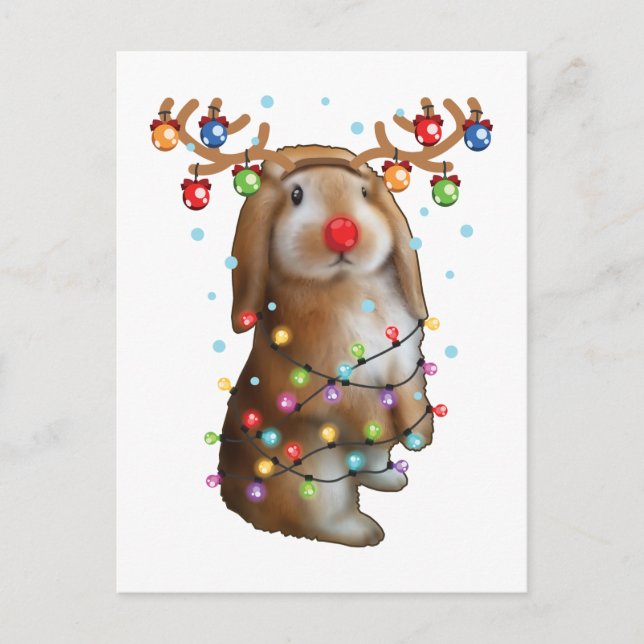 Cute Bunny Rabbit Funny Christmas Holiday Gifts Postcard (Front)