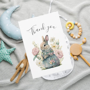 Cute Bunny Rabbit Girl Baby Shower Thank You Card