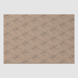 Cute Bunny Rabbit Ink Pattern Tan Brown Kraft  Tissue Paper