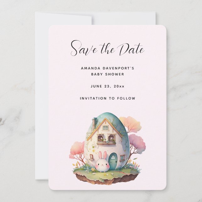 Cute Bunny Rabbit Japanese Kawaii Style Save The Date (Front)
