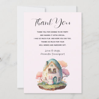 Cute Bunny Rabbit Japanese Kawaii Style Thank You Card