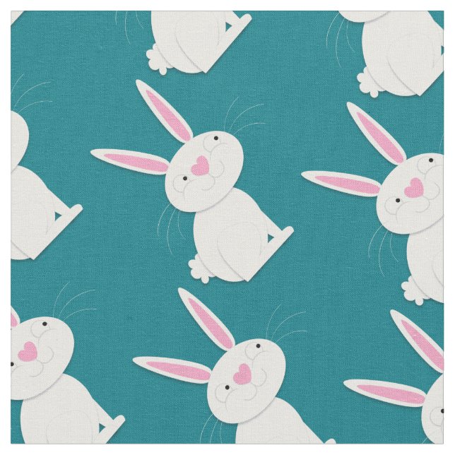 Cute Bunny Rabbit Kids Cartoon Fabric (Close Up)