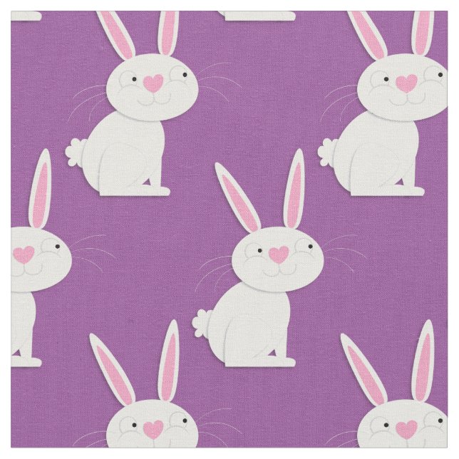 Cute Bunny Rabbit Kids Cartoon Fabric (Close Up)