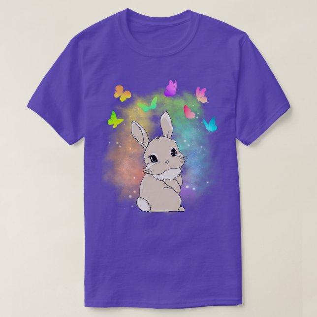 Cute Bunny Rabbit magic dust Colours and Butterfli T-Shirt (Design Front)