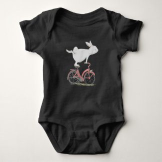 Cute Bunny Rabbit On Bike  Cycling  Bicycle Baby Bodysuit