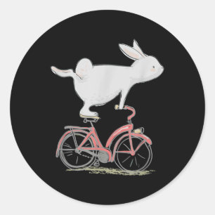 Cute Bunny Rabbit On Bike  Cycling  Bicycle Classic Round Sticker