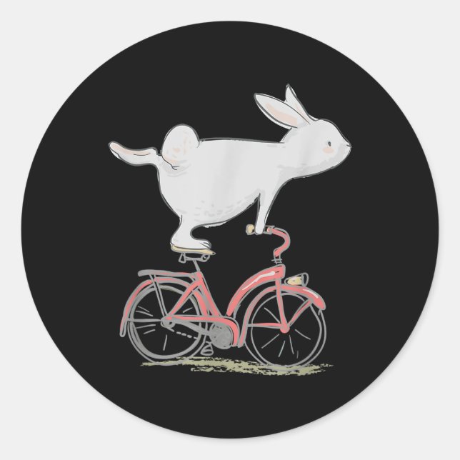 Cute Bunny Rabbit On Bike  Cycling  Bicycle Classic Round Sticker (Front)