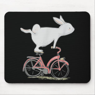 Cute Bunny Rabbit On Bike Cycling Bicycle Mouse Pad
