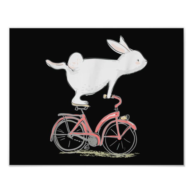 Cute Bunny Rabbit On Bike Cycling Bicycle Photo Print (Front)
