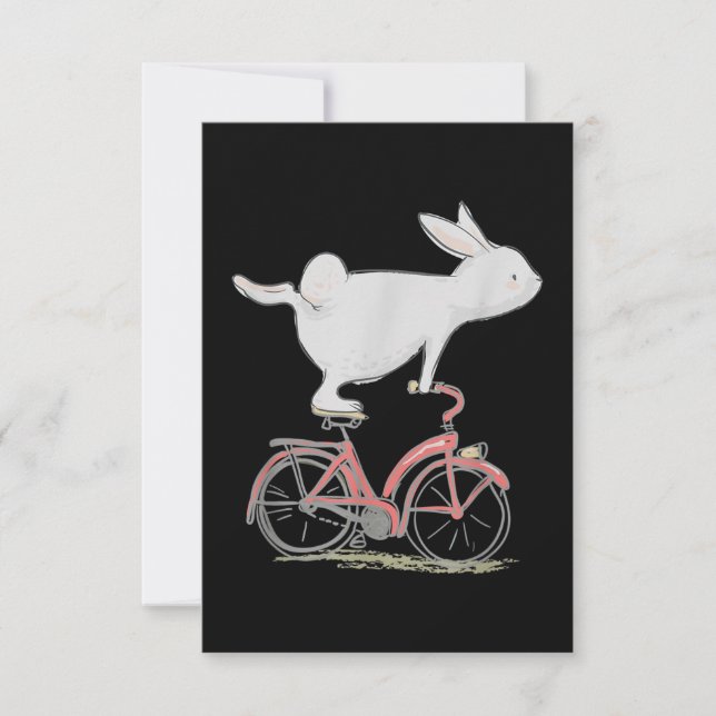 Cute Bunny Rabbit On Bike  Cycling  Bicycle RSVP Card (Front)