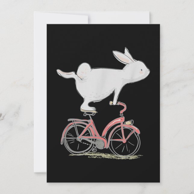 Cute Bunny Rabbit On Bike  Cycling  Bicycle Thank You Card (Front)