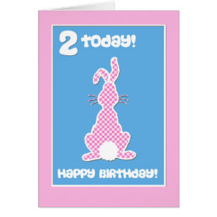 Cute Bunny Rabbit on Pink Check 2nd Birthday