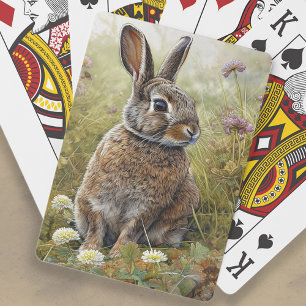 Cute Bunny Rabbit Painting Playing Cards