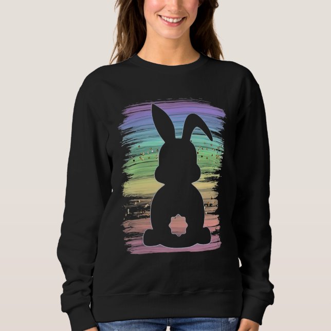 Cute Bunny Rabbit Pastel Happy Easter Day Girls Wo Sweatshirt (Front)