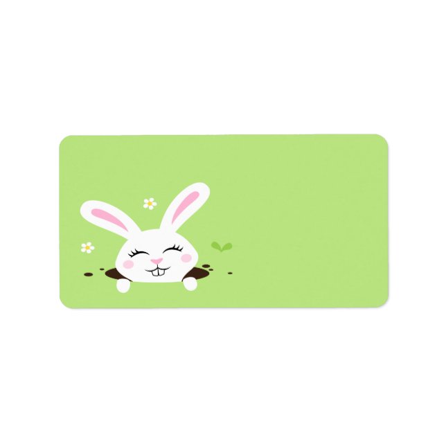 Cute bunny rabbit peeking out blank label (Front)