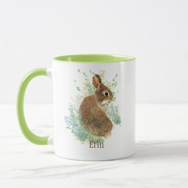Cute Bunny Rabbit Pet Animal Custom Name   Coffee  Mug (Left)