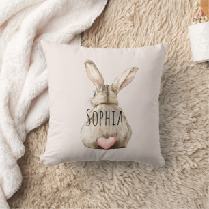 Cute Bunny Rabbit Pink Heart Tail  Cushion