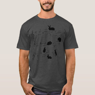 Cute Bunny Rabbit Playing Music Notes Musician T-Shirt
