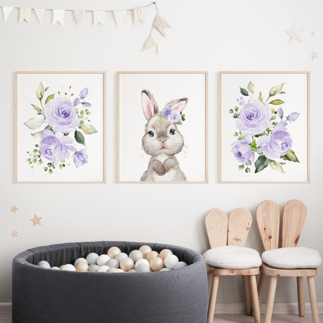 Cute Bunny, Rabbit, Purple Flowers, Gender Neutral (Creator Uploaded)