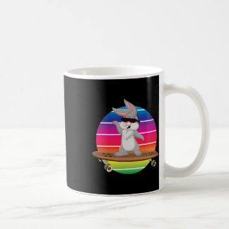 Cute Bunny Rabbit Riding Skateboard Rainbow Skater Coffee Mug