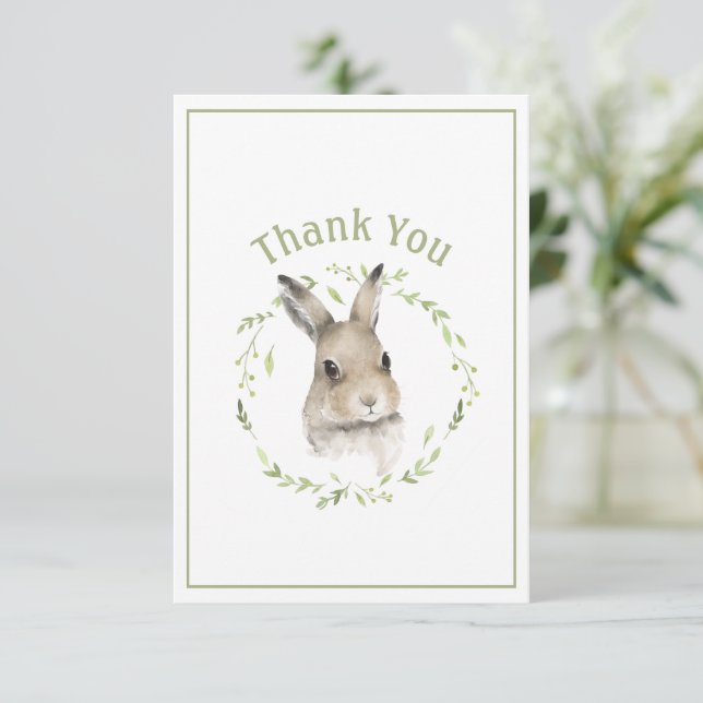 Cute Bunny Rabbit Simple Thank You Card (Standing Front)