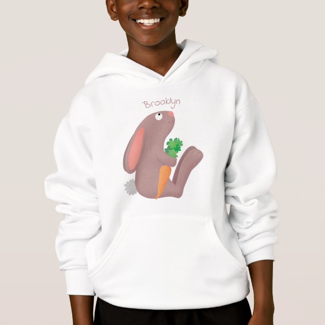 Cute bunny rabbit sitting with carrot cartoon  (Front)