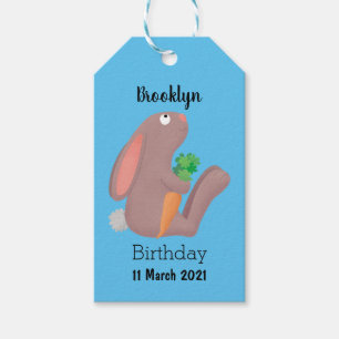 Cute bunny rabbit sitting with carrot cartoon gift tags