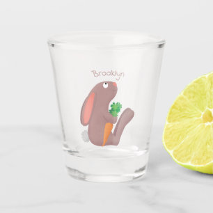 Cute bunny rabbit sitting with carrot cartoon shot glass