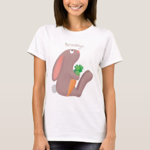 Cute bunny rabbit sitting with carrot cartoon T-Shirt