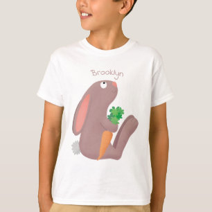 Cute bunny rabbit sitting with carrot cartoon T-Shirt