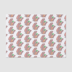 Cute bunny rabbit sitting with carrot cartoon tissue paper