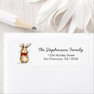 Cute Bunny Rabbit Sketch Return Address Label