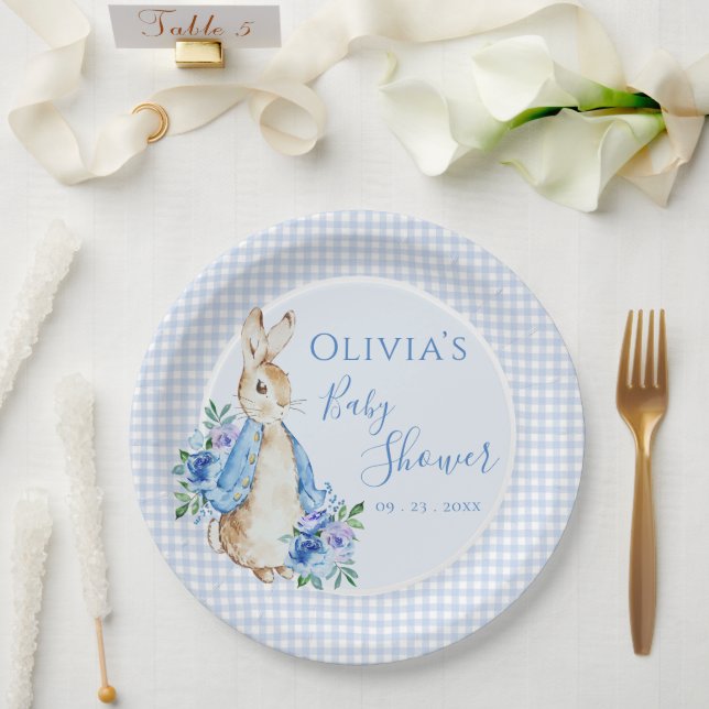 Cute Bunny Rabbit Watercolor Baby Shower Paper Plate (Wedding)