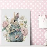 Cute Bunny Rabbit Watercolor Faux Canvas Print<br><div class="desc">Cute watercolor girl bunny rabbit in a blue dress nursery or small girls room wall decor.  Just too cute. The soft pastel colours are so sweet.</div>