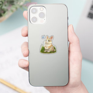 Cute Bunny Rabbit with Butterfly Vinyl Sticker