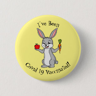 Cute bunny rabbit with vegetables cartoon 6 cm round badge