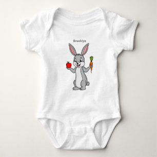 Cute bunny rabbit with vegetables cartoon baby bodysuit