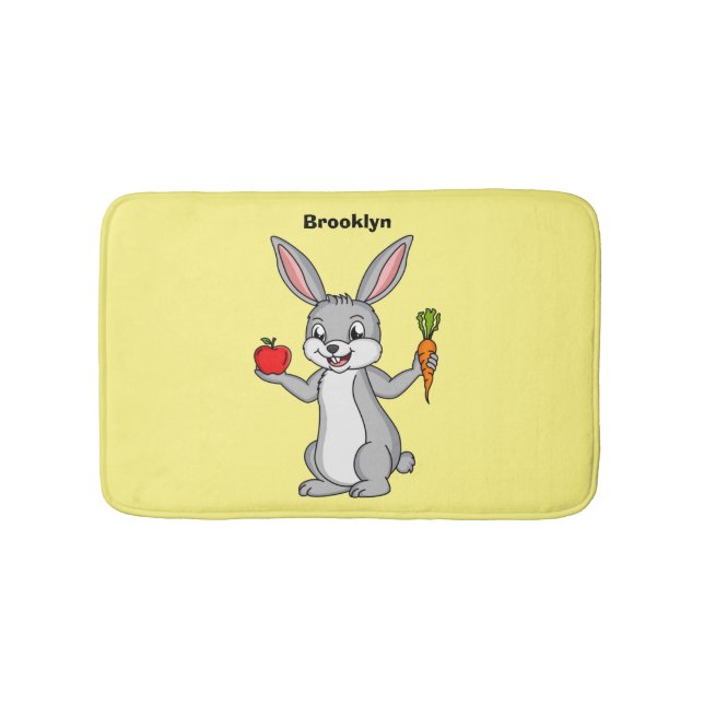 Cute bunny rabbit with vegetables cartoon bath mat (Front)