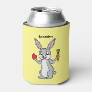 Cute bunny rabbit with vegetables cartoon can cooler