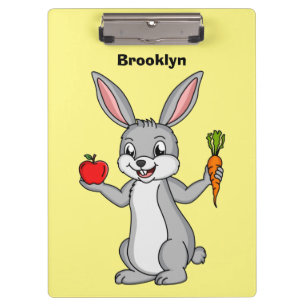 Cute bunny rabbit with vegetables cartoon clipboard