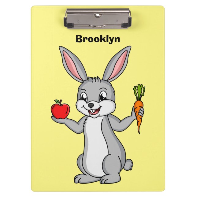 Cute bunny rabbit with vegetables cartoon clipboard (Front)