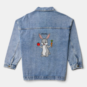 Cute bunny rabbit with vegetables cartoon denim jacket